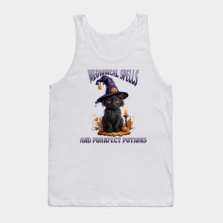 Halloween Cat Meowgical Spells and Purrfect Potions Tank Top